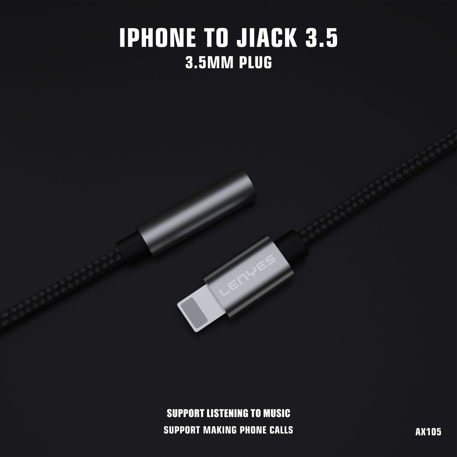 Adaptador Lenyes AX105 Lightning a Jack 3.5mm Hi-Fi vista 3