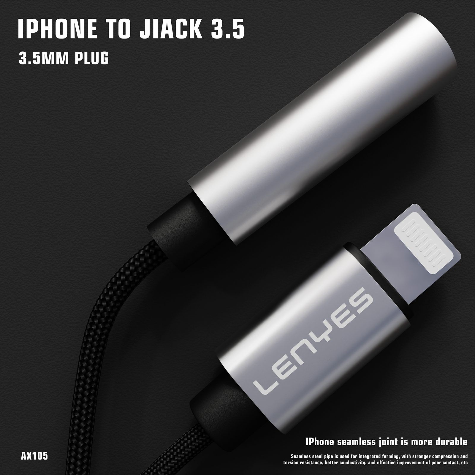 Adaptador Lenyes AX105 Lightning a Jack 3.5mm Hi-Fi vista 4