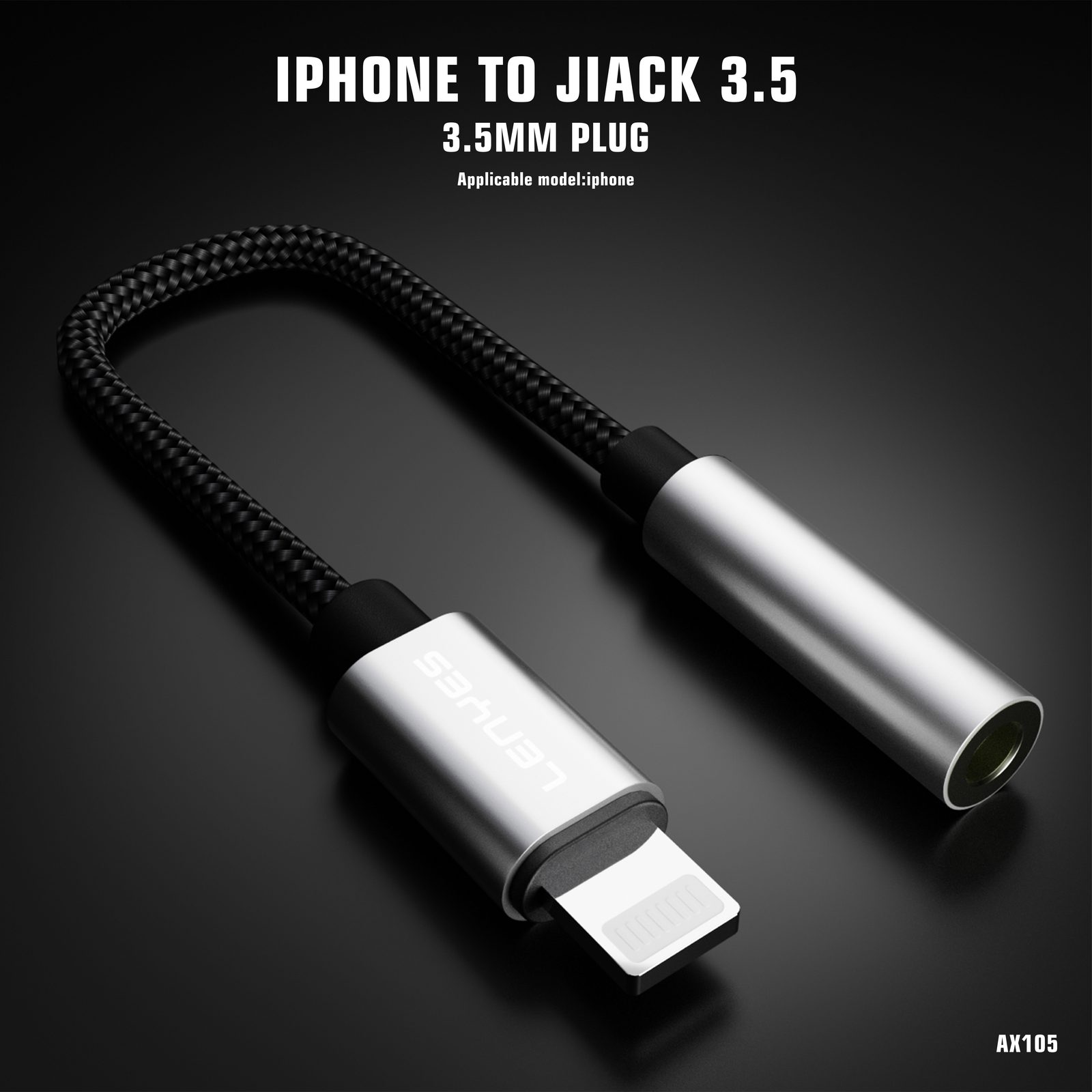 Adaptador Lenyes AX105 Lightning a Jack 3.5mm Hi-Fi vista 6