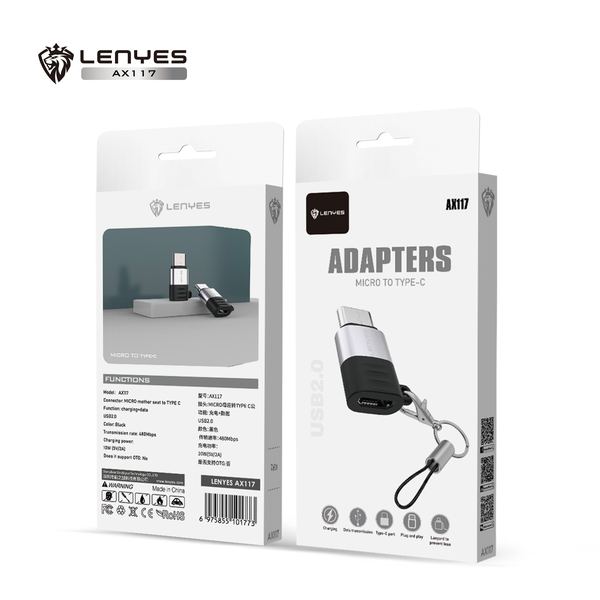 Adaptador Lenyes AX117 Micro USB/V8 a Tipo-C