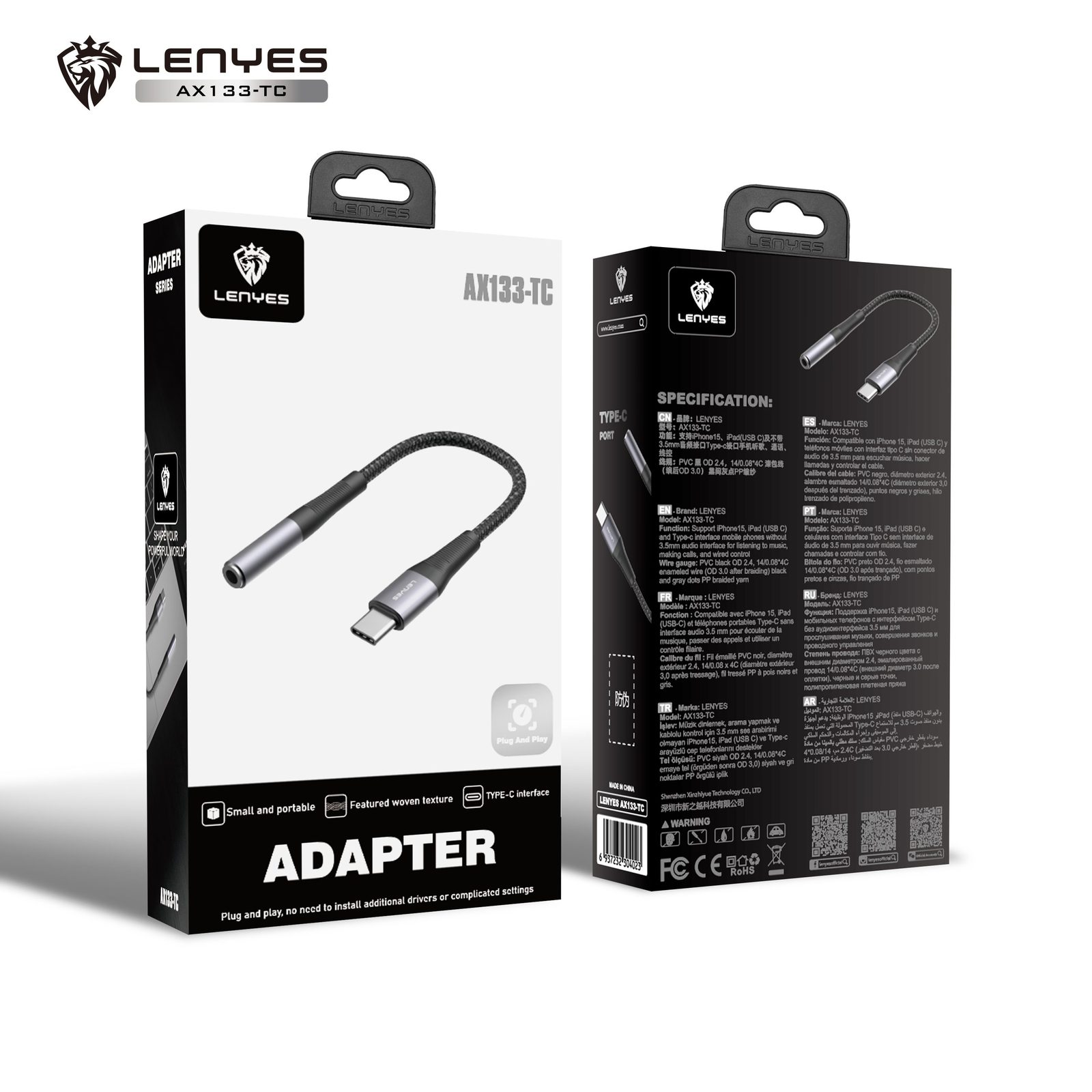 Adaptador Lenyes AX133 Lightning a Jack 3.5mm vista 5