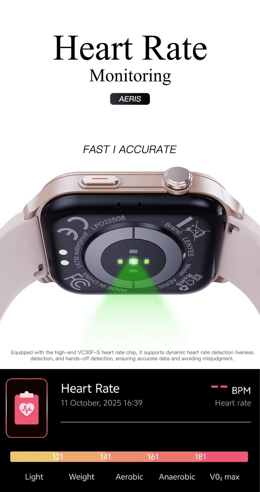 Lenyes AERIS Smartwatch Monitor de Salud vista 6