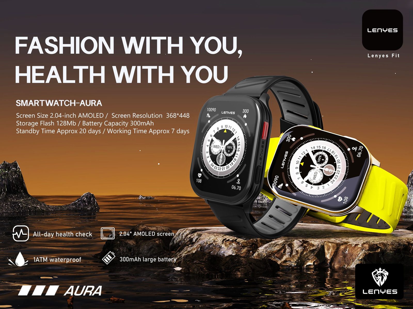 Lenyes AURA Smartwatch Elegante vista 1