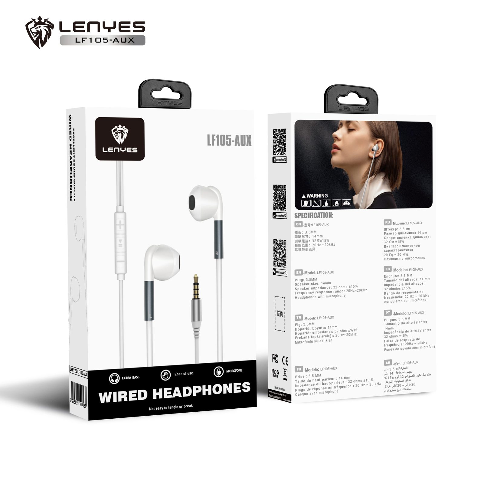 Auriculares Lenyes LF105 In-Ear 14mm con Micrófono vista 3