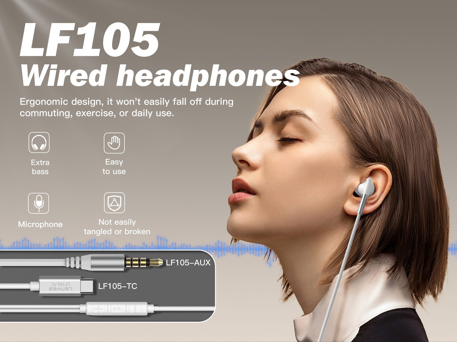 Auriculares Lenyes LF105 In-Ear 14mm con Micrófono vista 5
