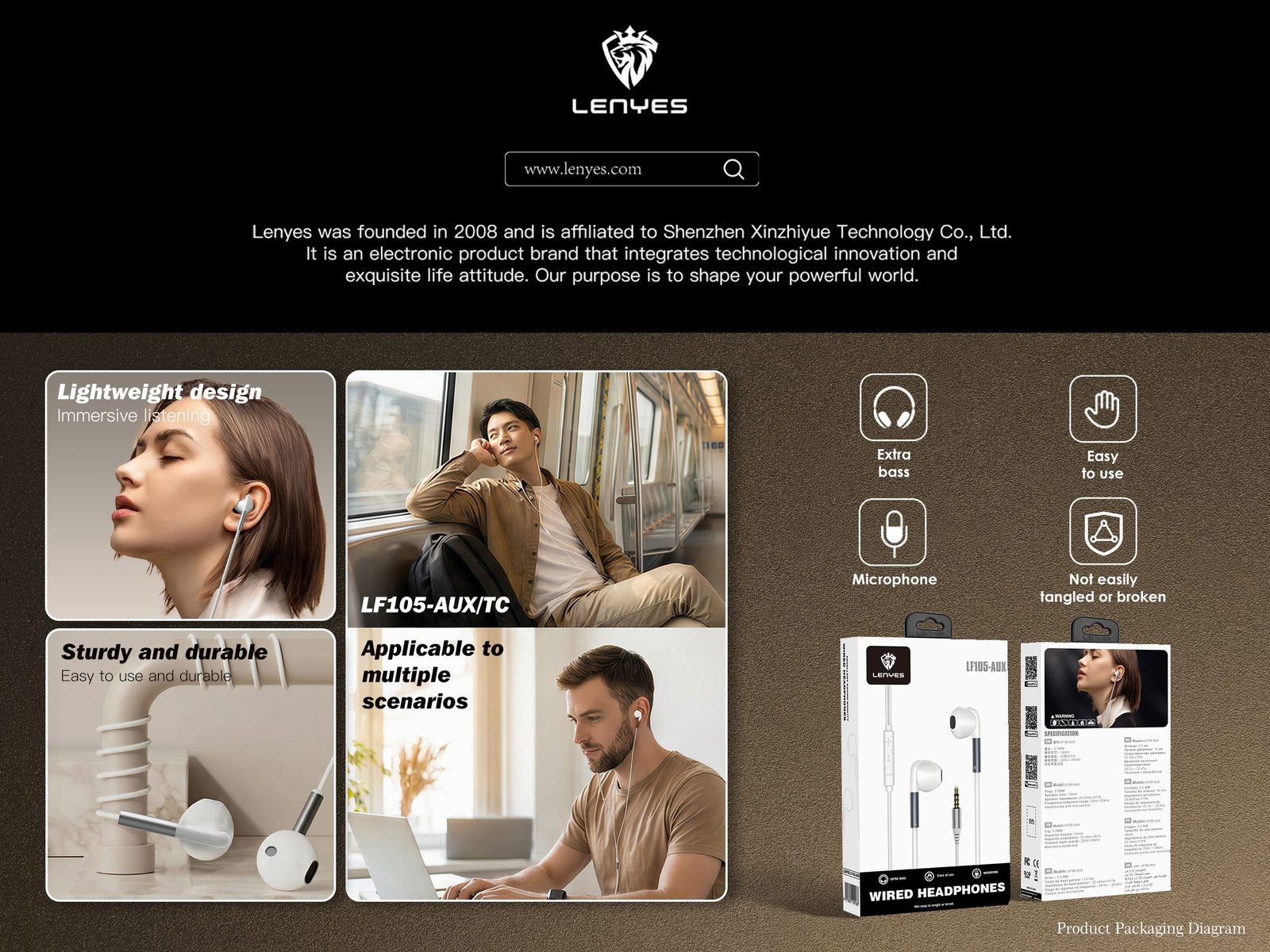 Auriculares Lenyes LF105 In-Ear 14mm con Micrófono vista 6