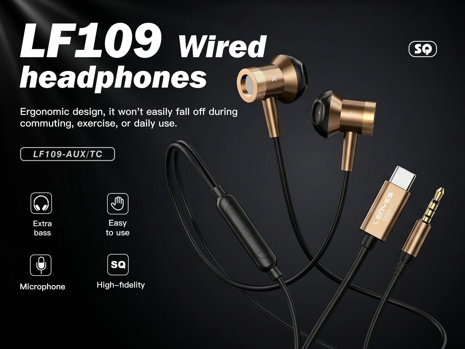 Auriculares Lenyes LF109 In-Ear Hi-Fi Plug & Play vista 5