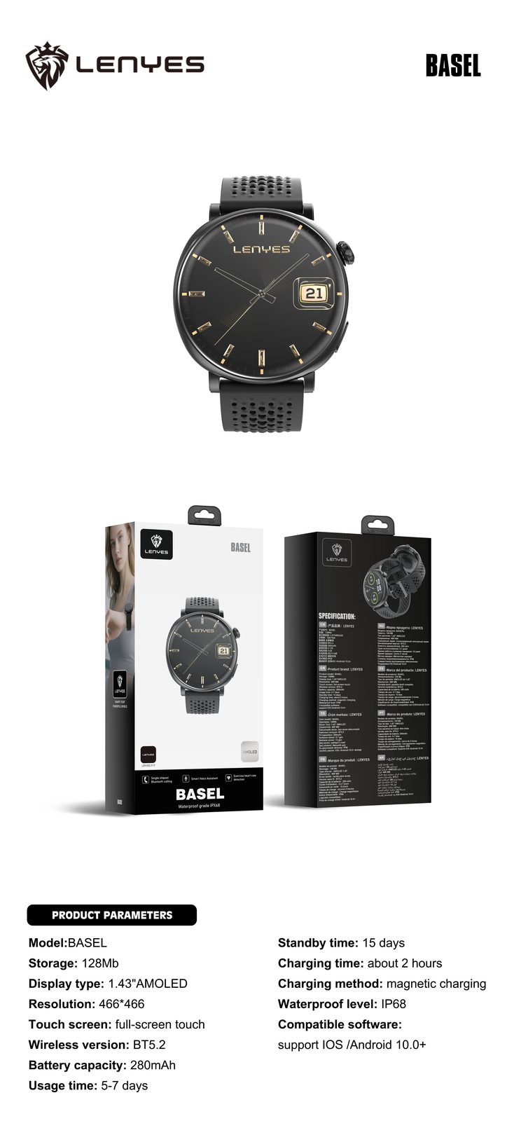 Lenyes BASEL Smartwatch Clásico vista 3