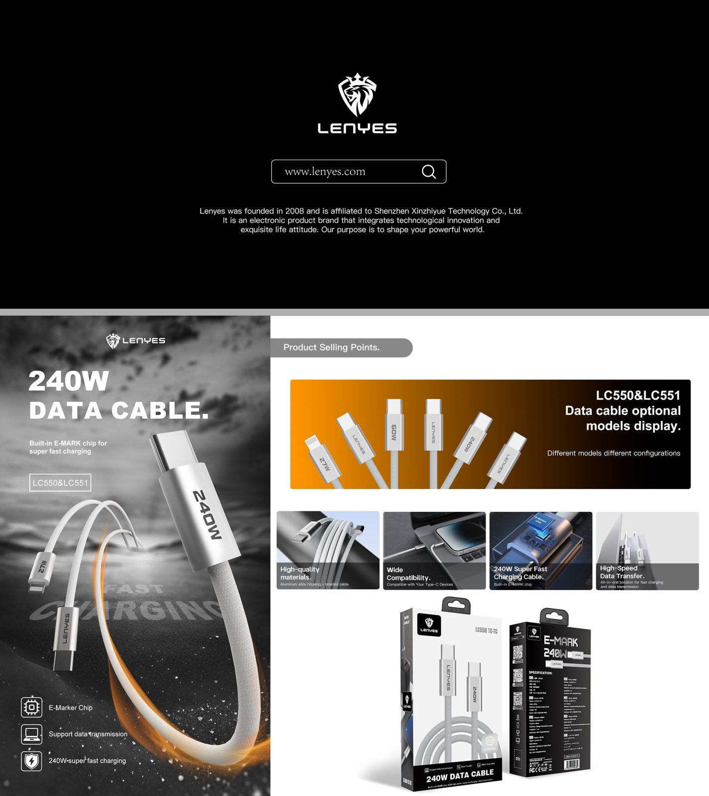 Cable de Datos Lenyes LC551 USB-C 60W vista 4