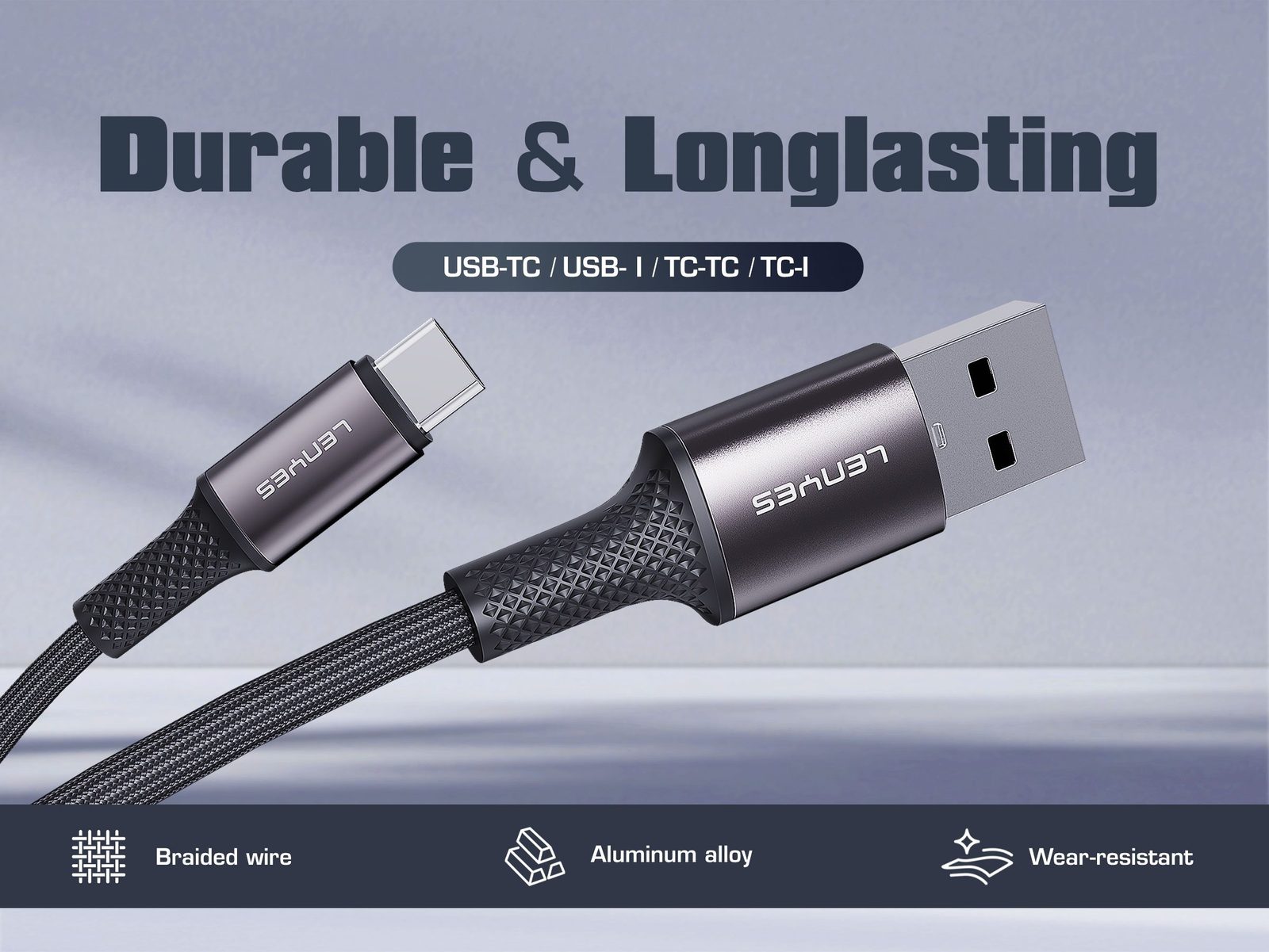 Cable USB-C Lenyes LC561 100W Ultra Fast Charge vista 6