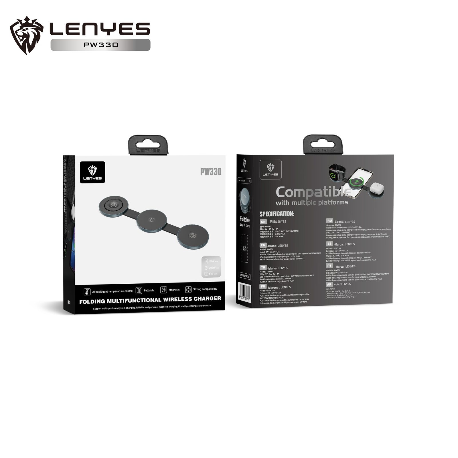 Cargador Inalámbrico Lenyes PW330 MagSafe Plegable vista 1