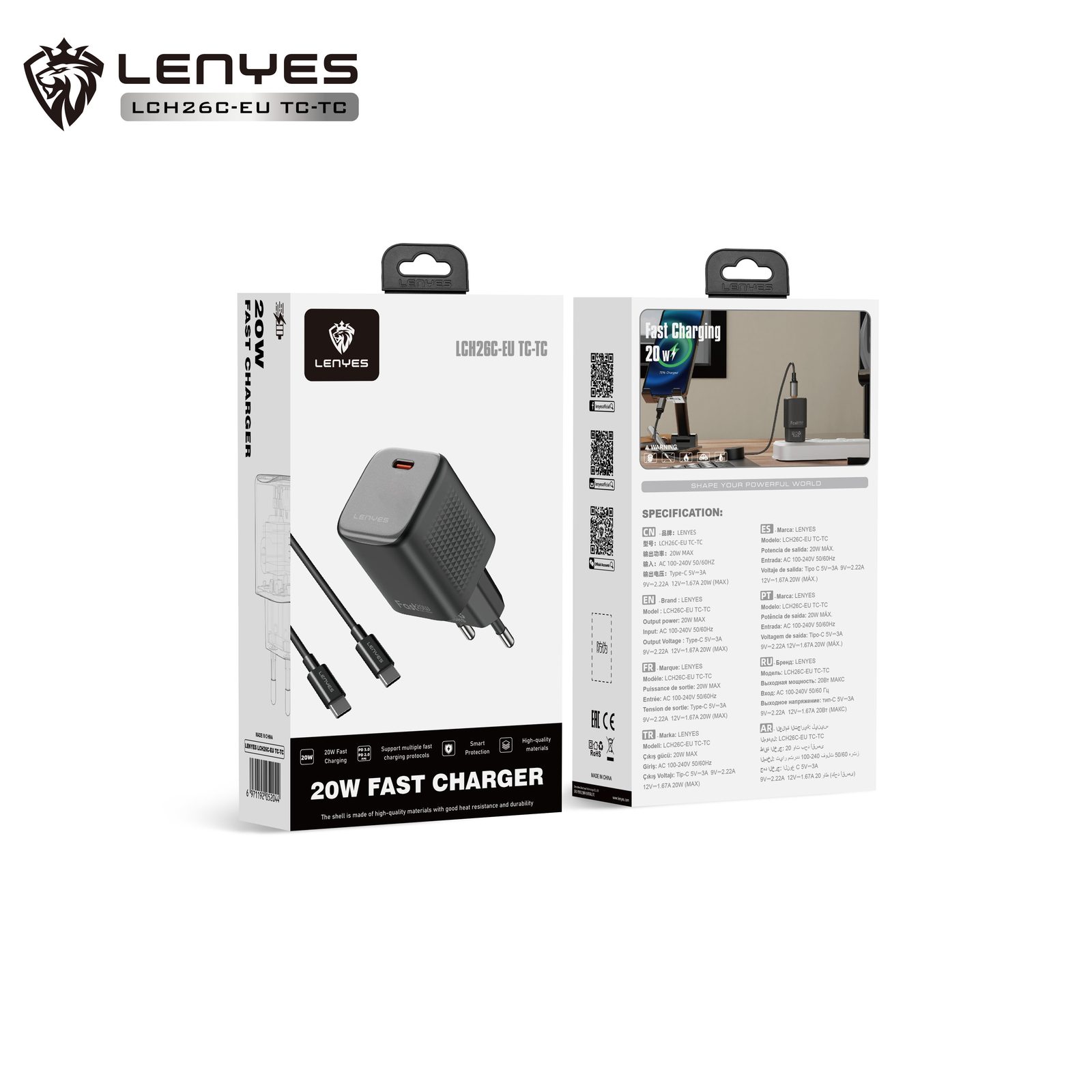 Cargador Lenyes LCH26C USB-C Carga Rápida vista 1