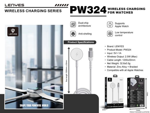 Cargador Magnético Lenyes PW324 para Apple Watch