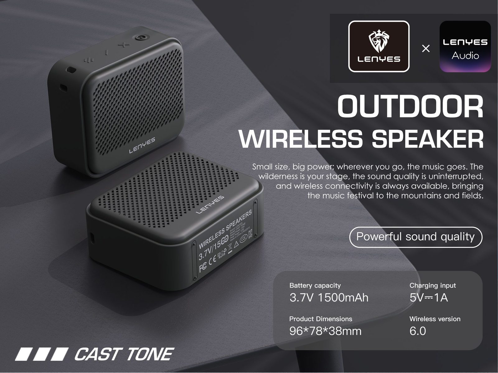 Lenyes CAST TONE Altavoz Portátil Impermeable IP67 vista 4
