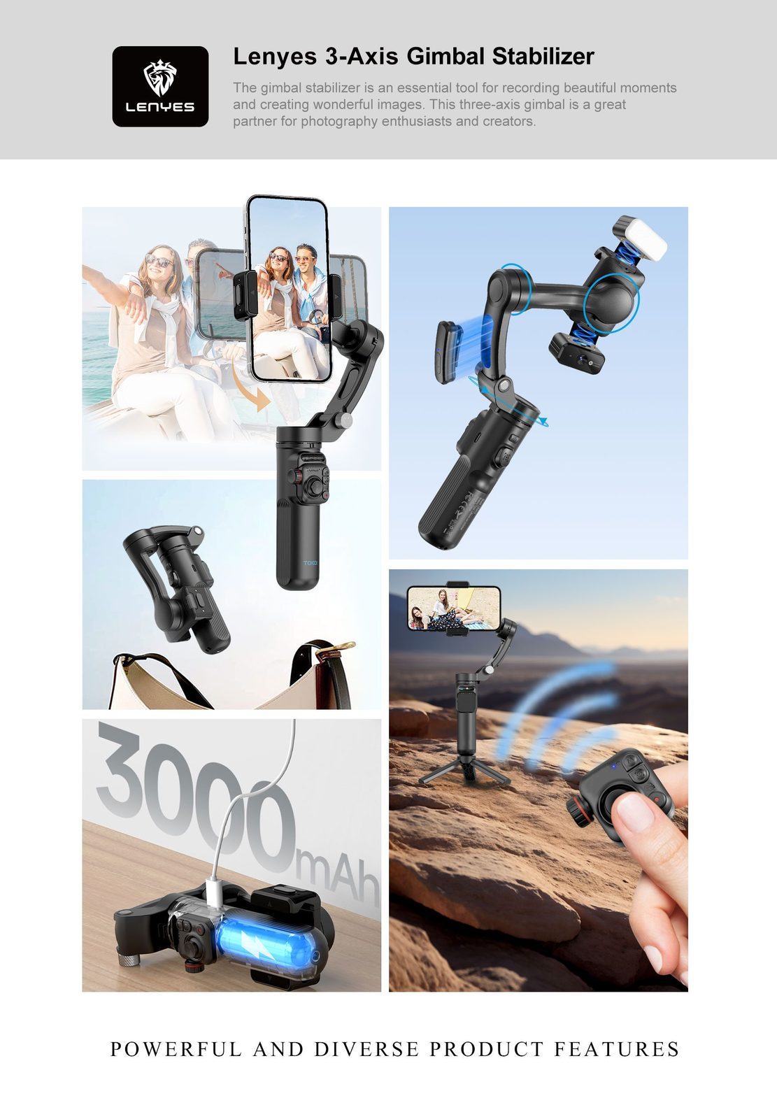 Estabilizador Gimbal Lenyes LPH113 Profesional vista 5