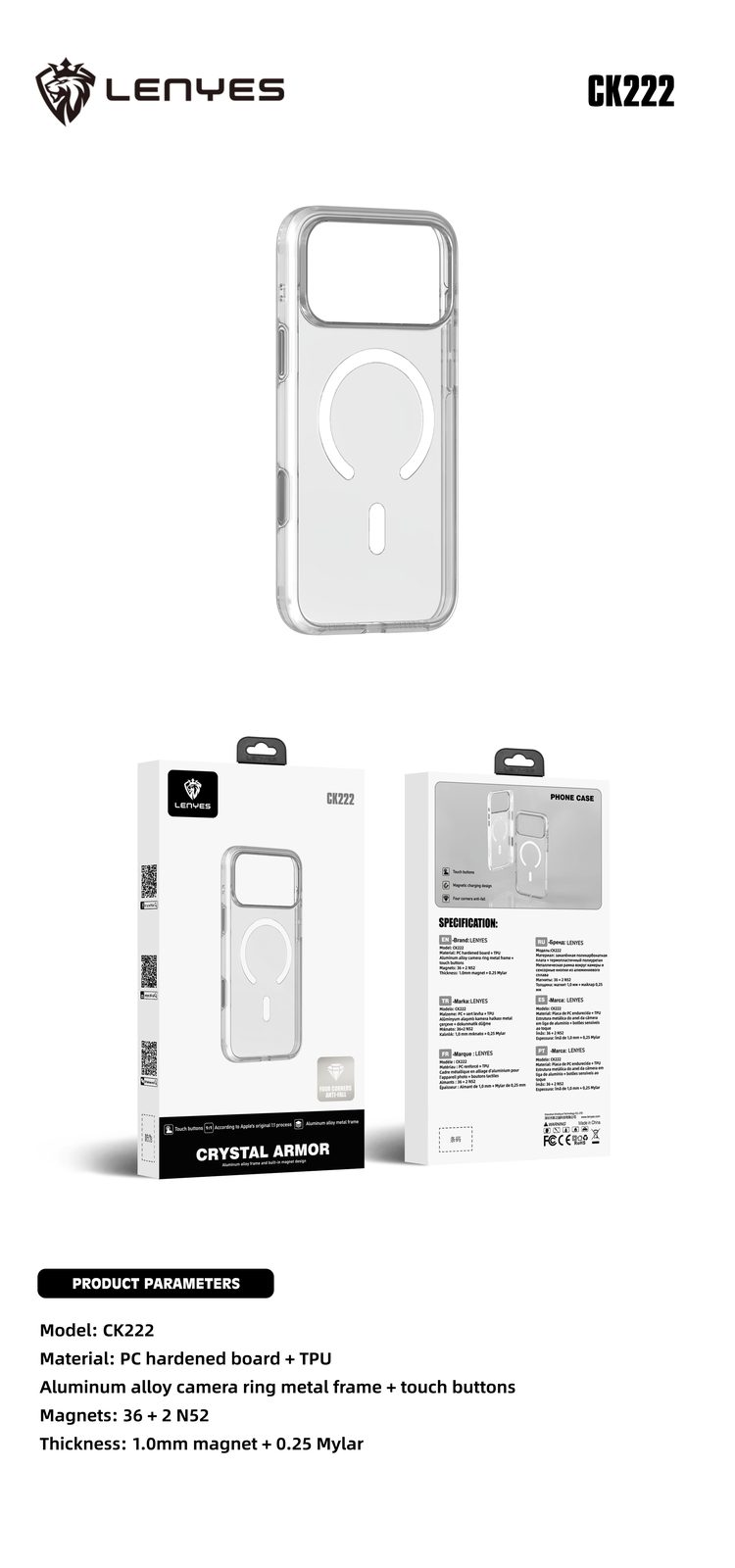 Funda Lenyes Crystal Armor para iPhone CK222 vista 3