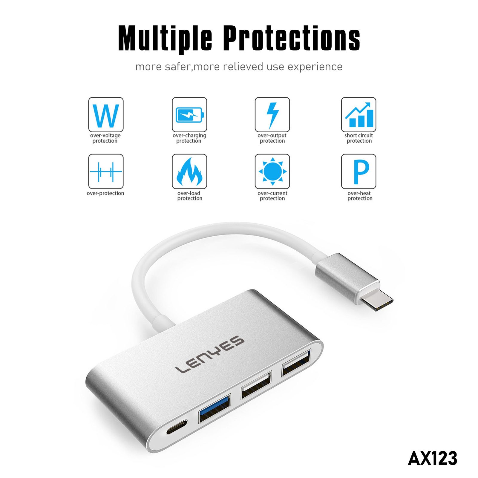 HUB Tipo-C Lenyes AX123 4en1 vista 4