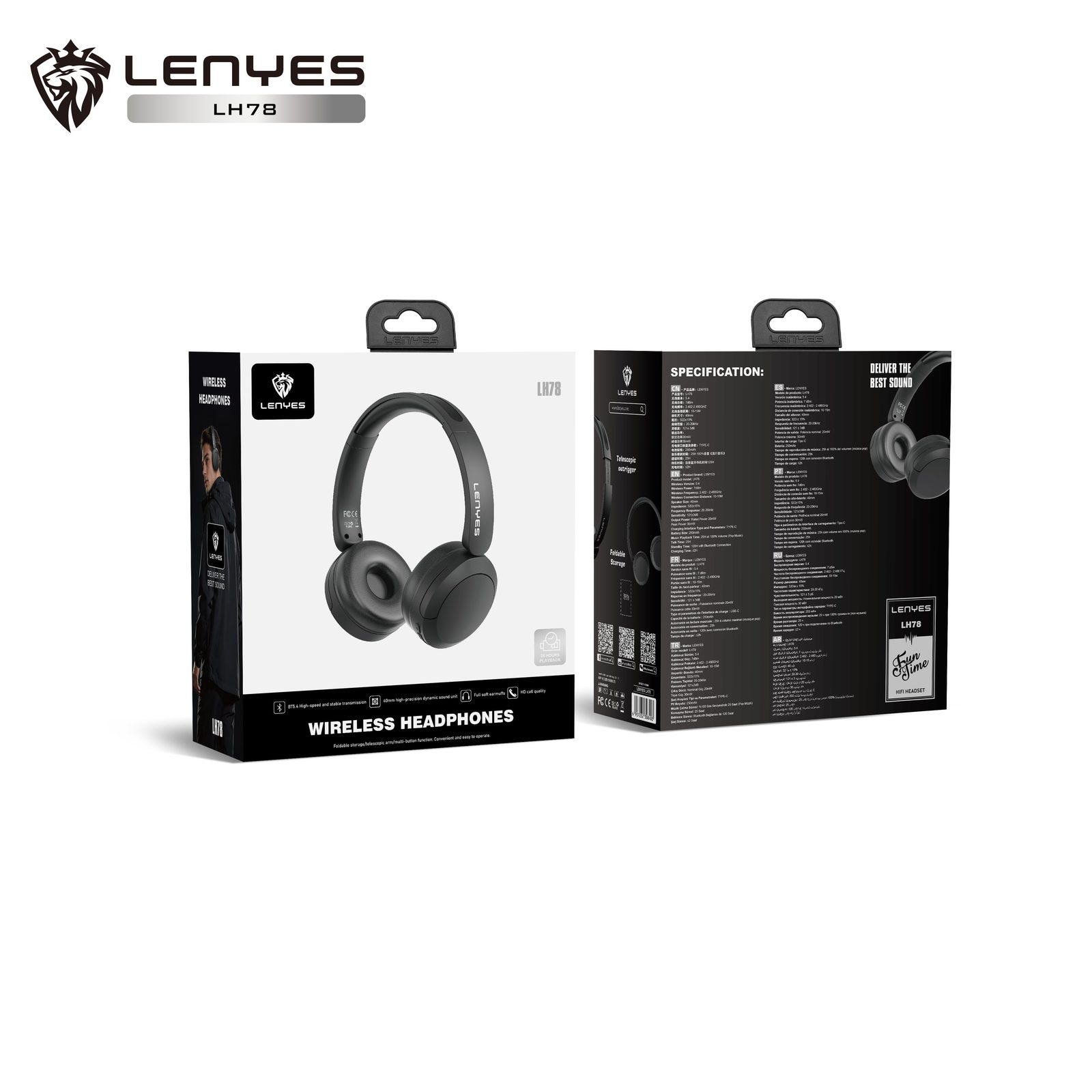 Lenyes LH78 Casco Over-Ear Bluetooth 5.4 vista 1