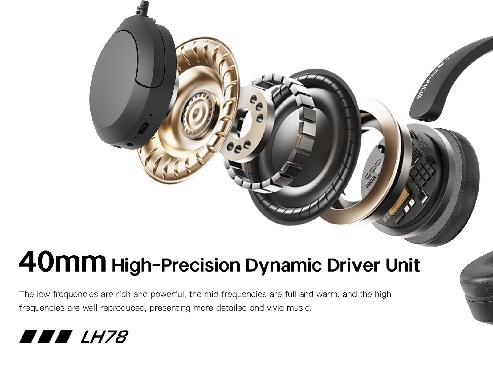 Lenyes LH78 Casco Over-Ear Bluetooth 5.4 vista 5