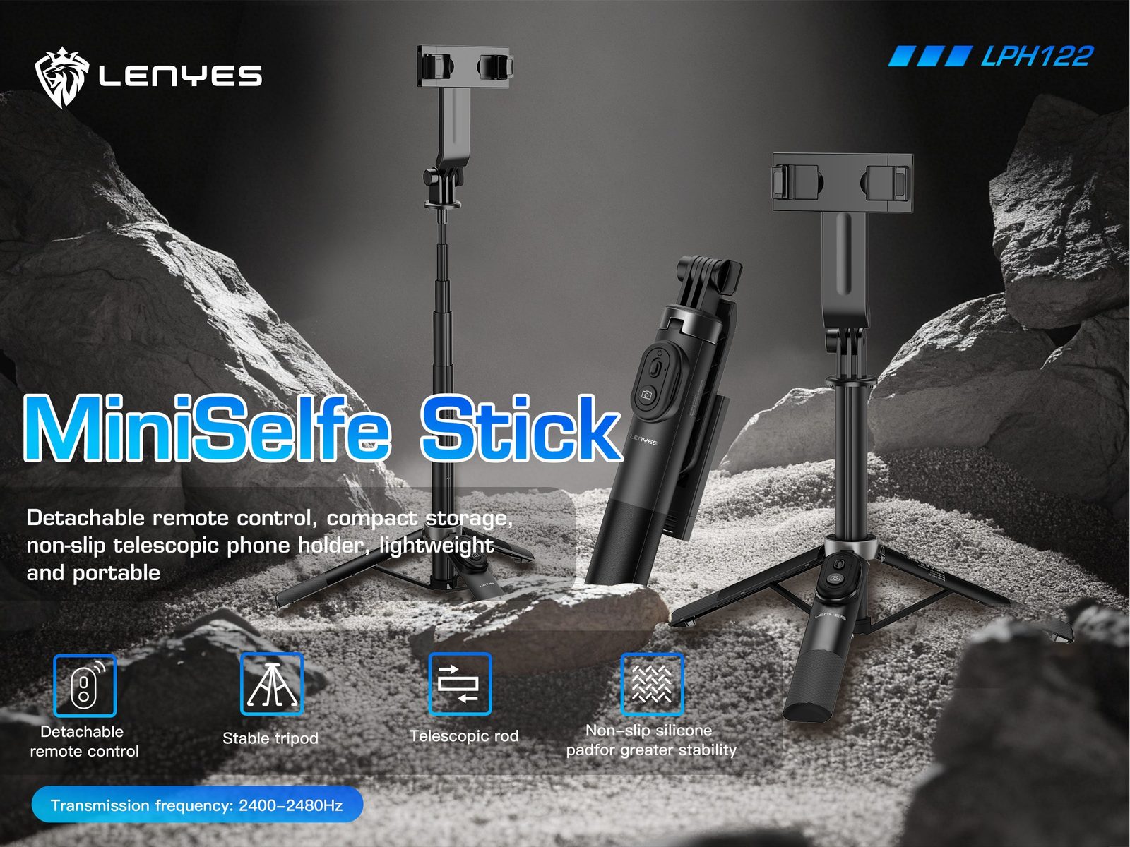 Mini Trípode y Selfie Stick Lenyes LPH122 75cm vista 4