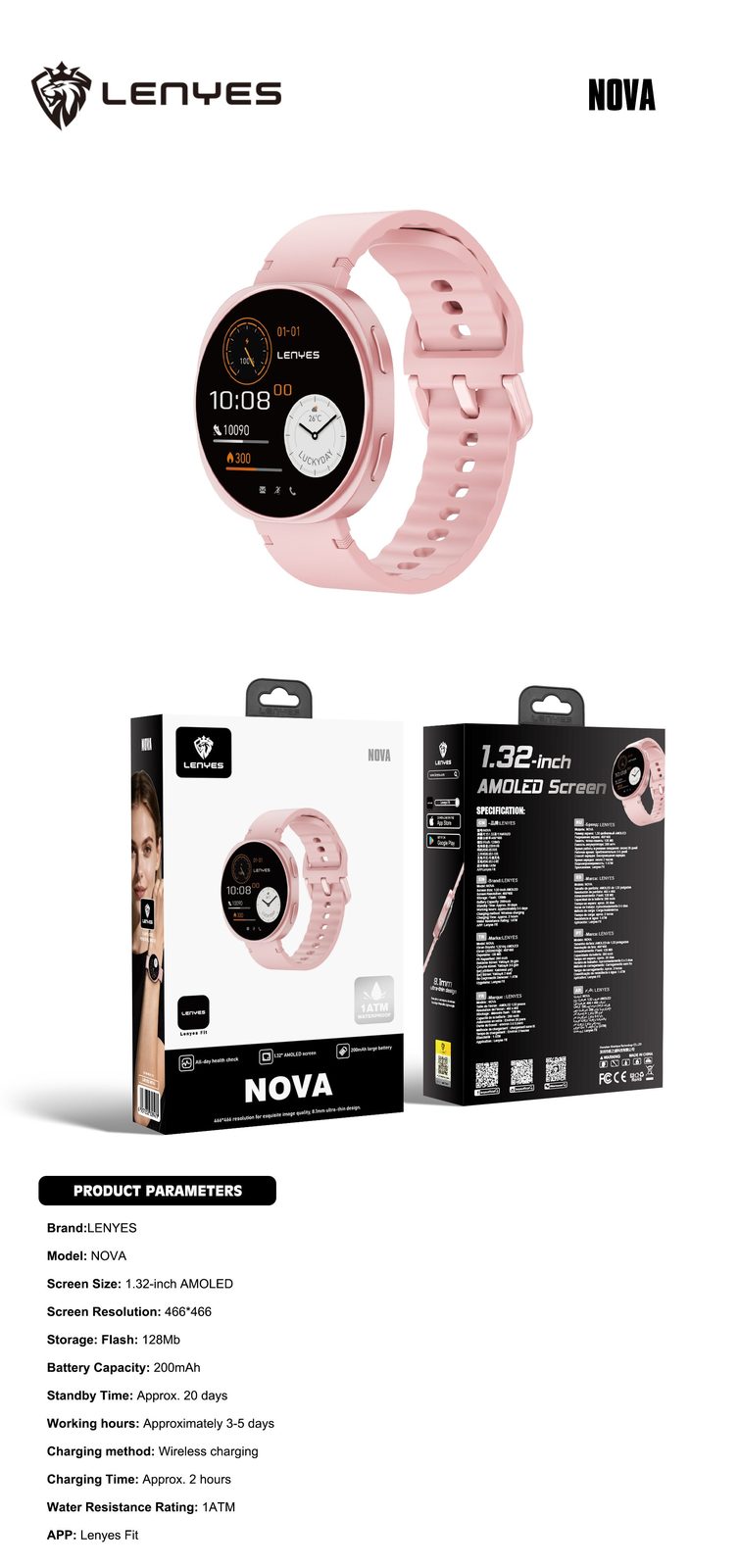 Lenyes NOVA Smartwatch Femenino vista 5
