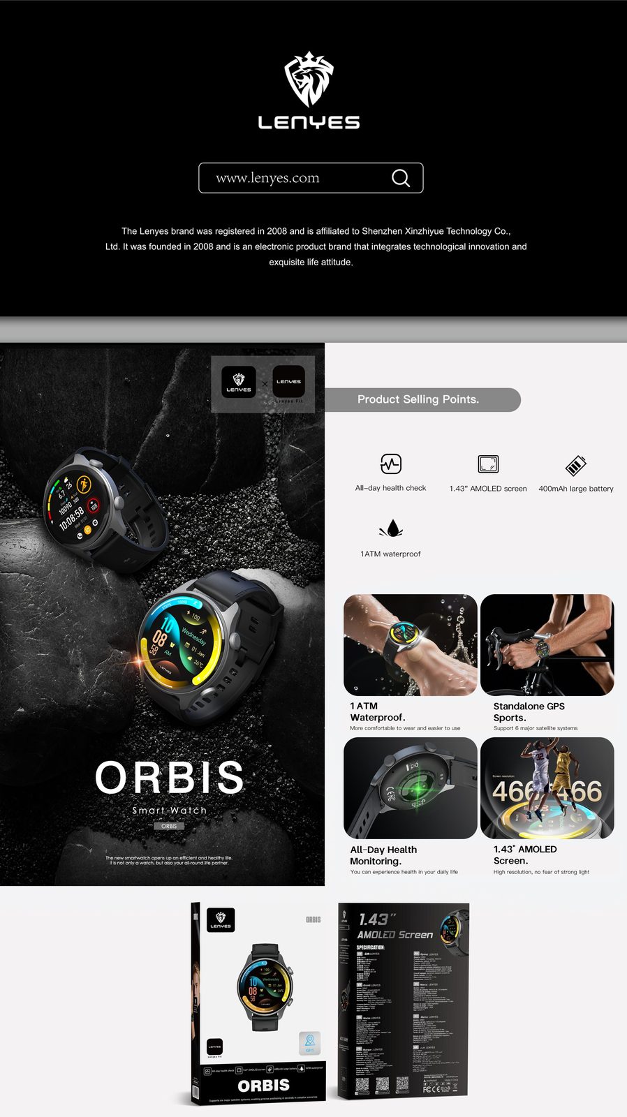 Lenyes ORBIS Smartwatch Circular SpO2 vista 4