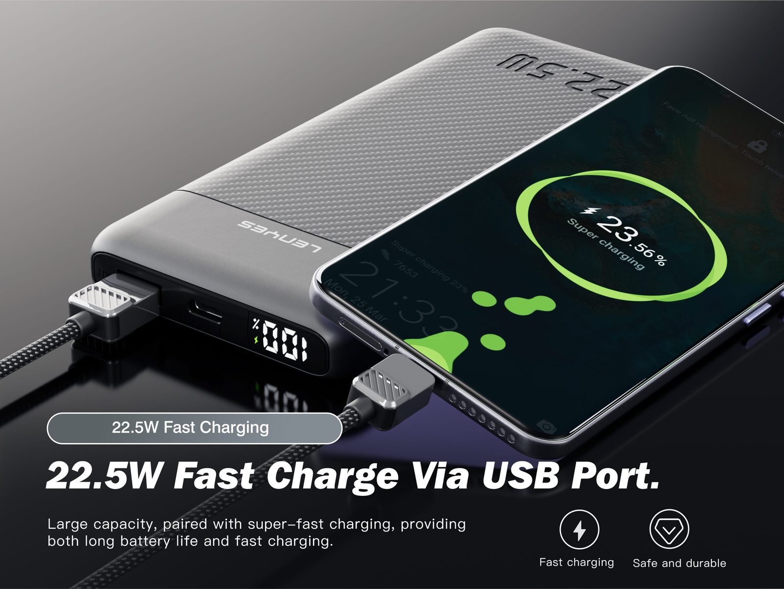 Powerbank Lenyes P542K con Cables Integrados vista 5