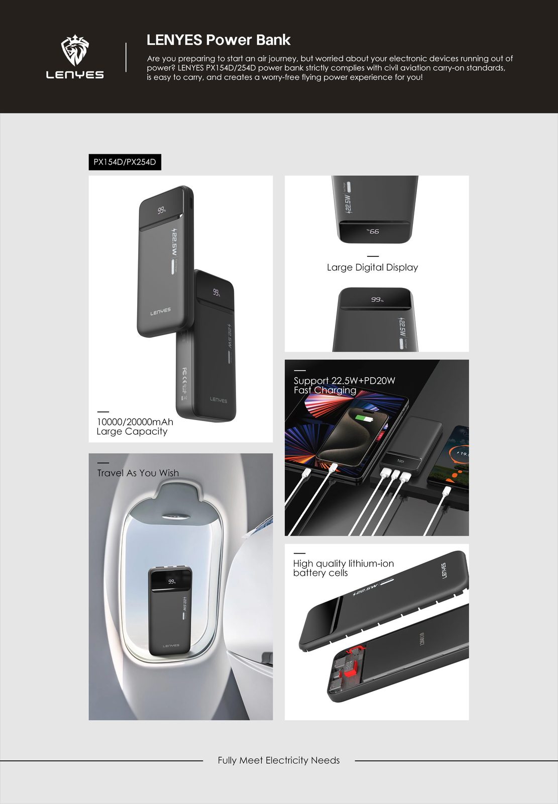 Powerbank Lenyes PX154D 10.000mAh vista 6