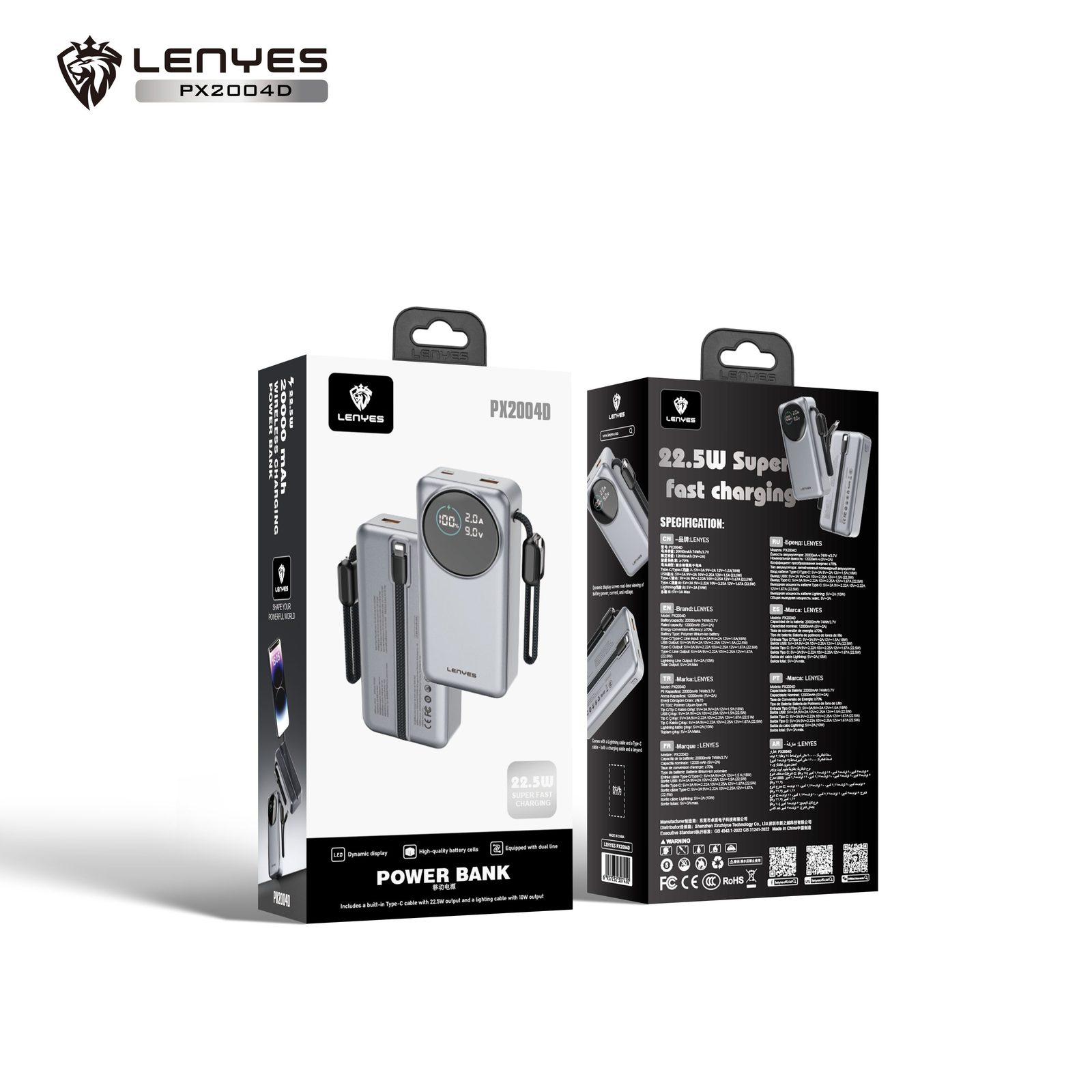 Powerbank Lenyes PX3004D 30.000mAh vista 6
