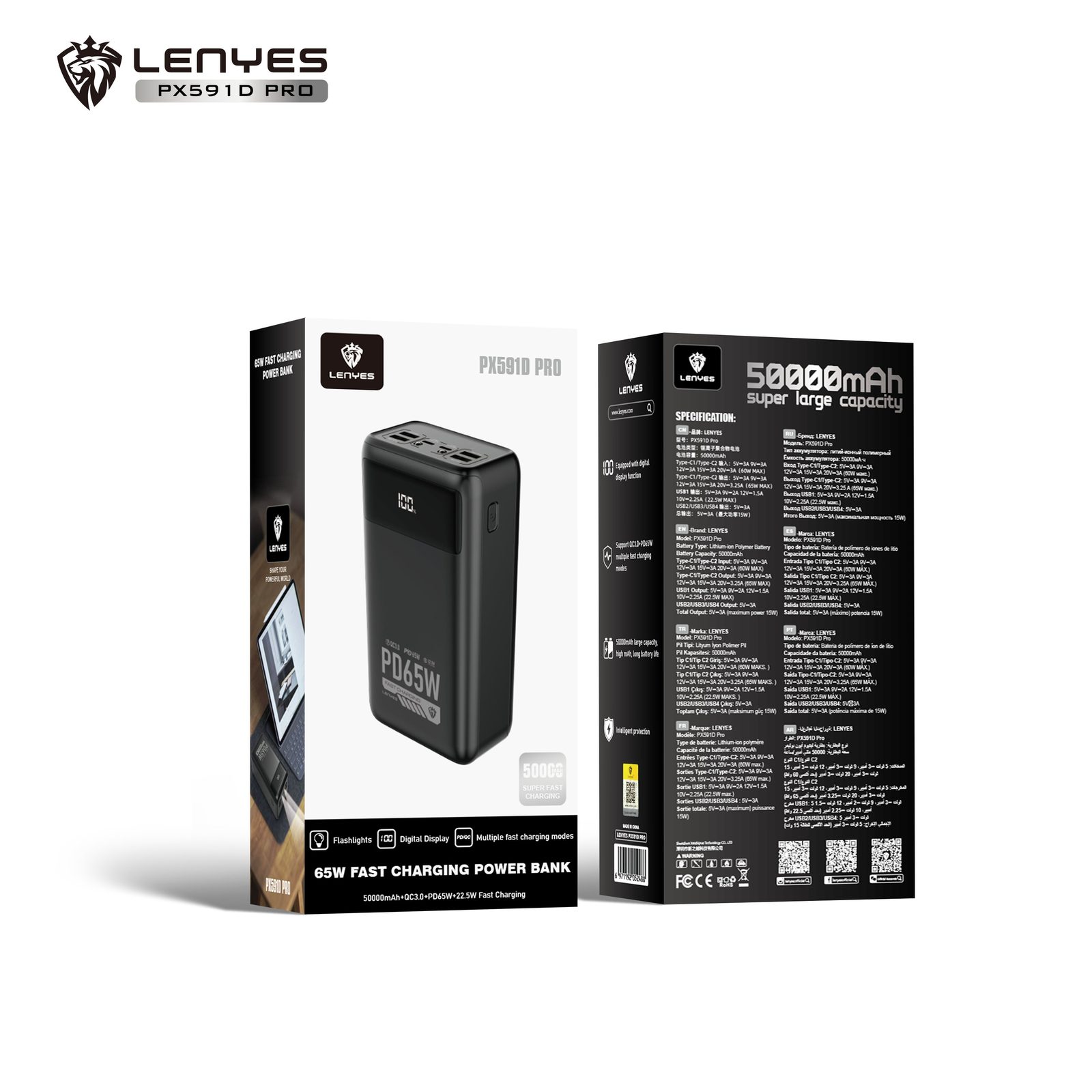 Powerbank Lenyes PX591 Pro 50.000mAh vista 2
