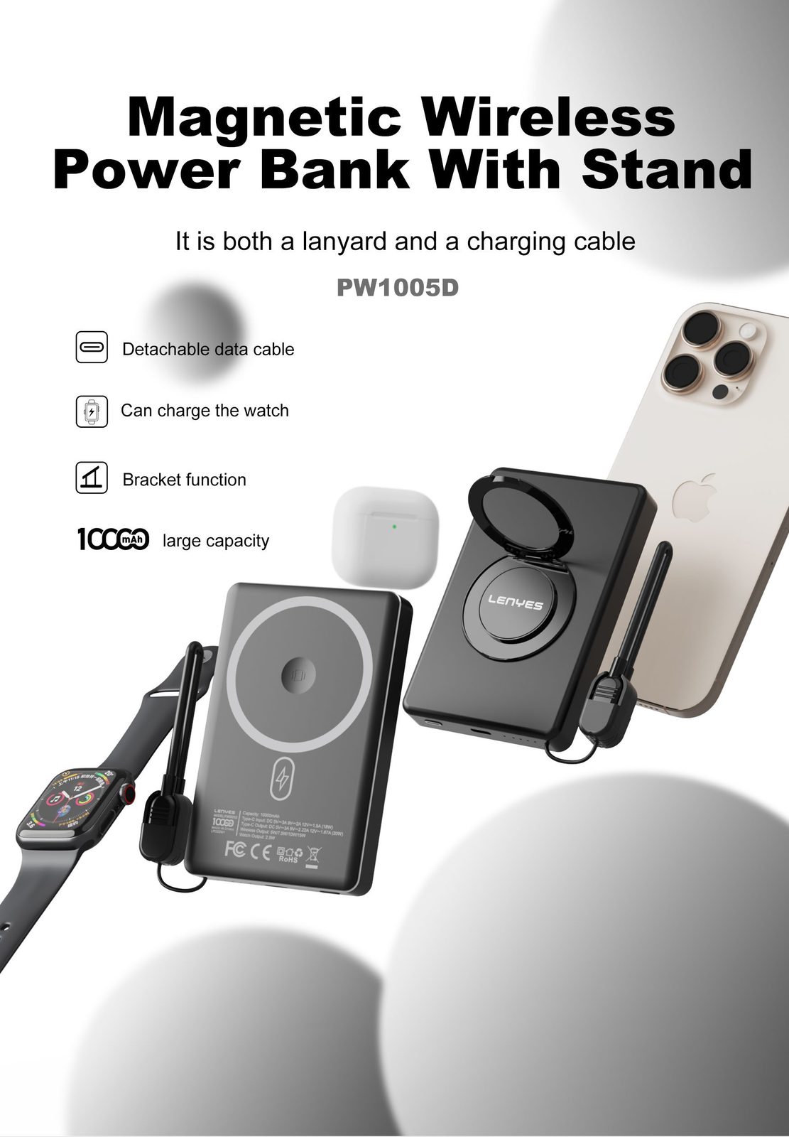 Powerbank Magnético Lenyes PW1005D 10.000mAh vista 4