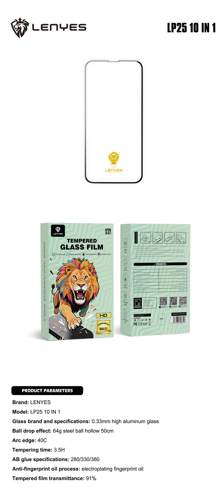Protector de Cristal Templado Lenyes LP25 Privacidad vista 3