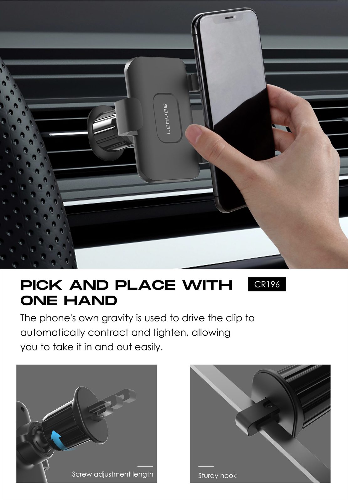 Soporte de Coche Lenyes CR196 Gravedad Triangular vista 4