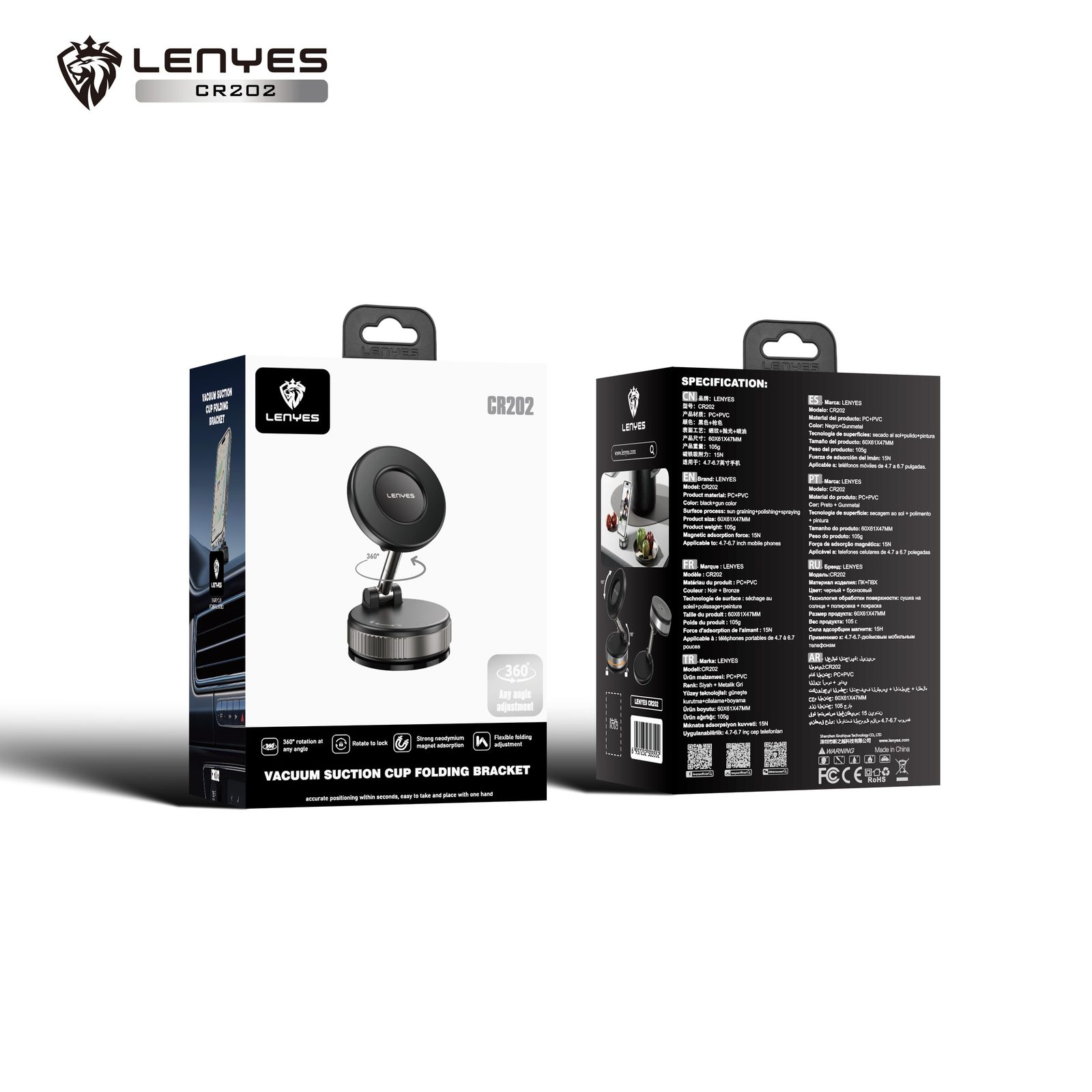 Soporte Magnético de Coche Lenyes CR202 Ventosa Vacío vista 6