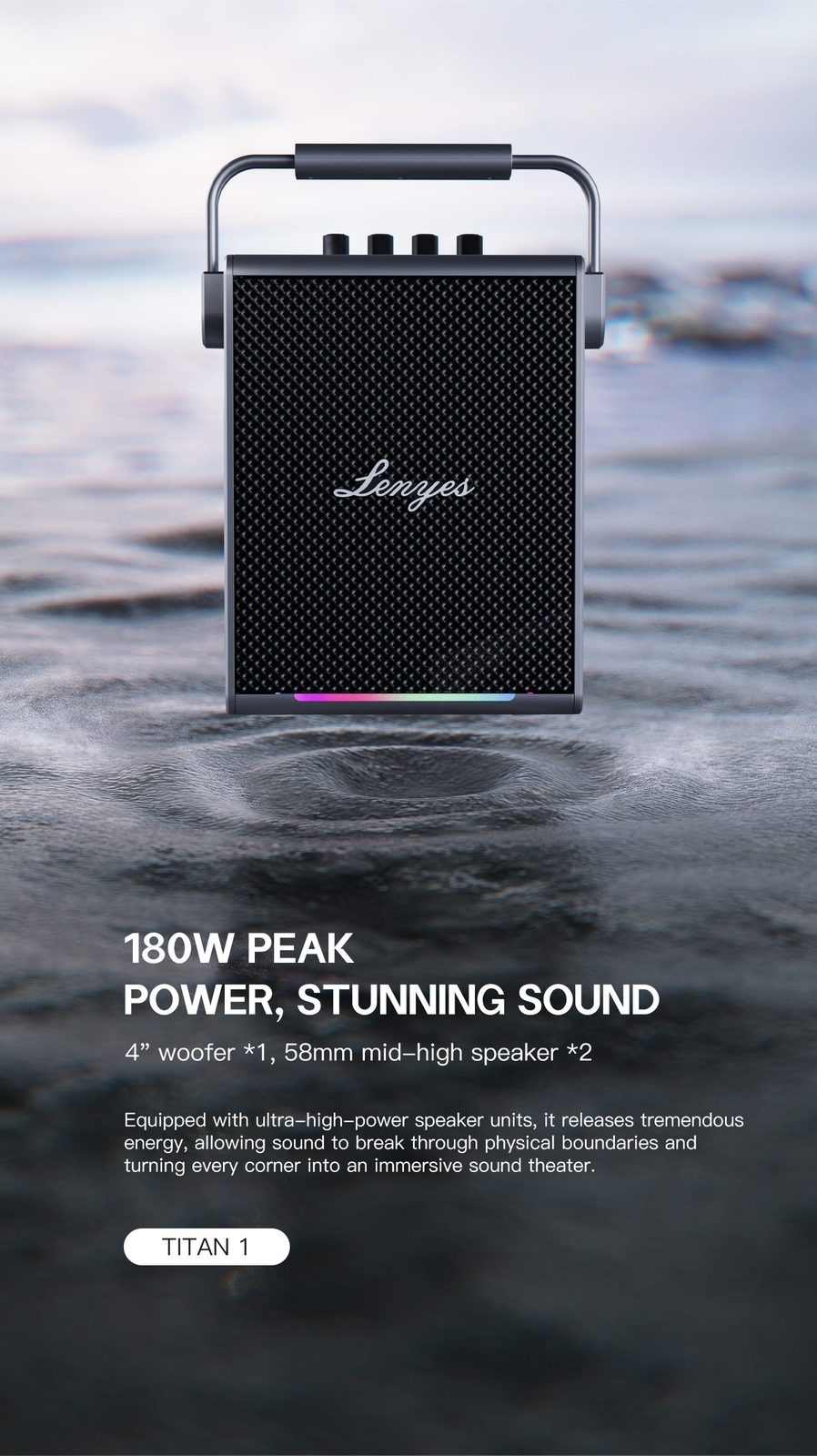 Lenyes TITAN 1 Altavoz Karaoke 180W RGB vista 5