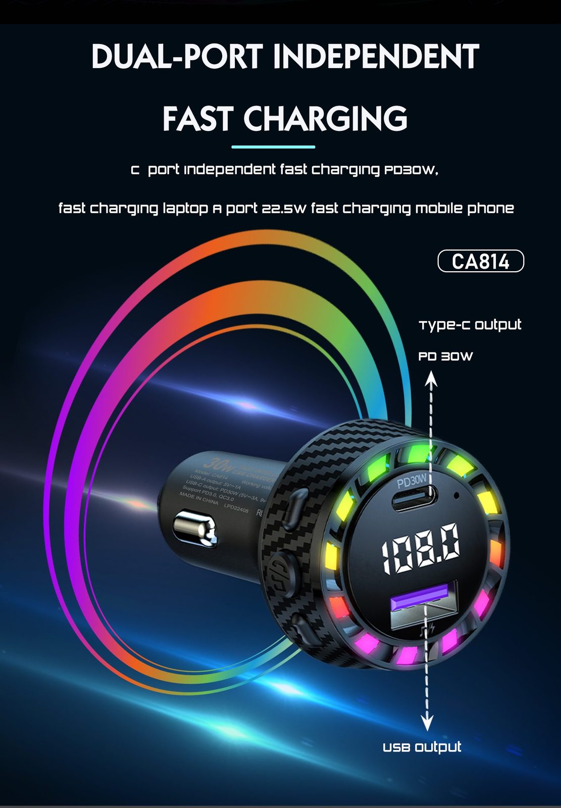 Transmisor de Coche Lenyes CA814 Bluetooth vista 6