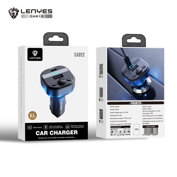 Transmisor FM de Coche Lenyes CA812 Bluetooth