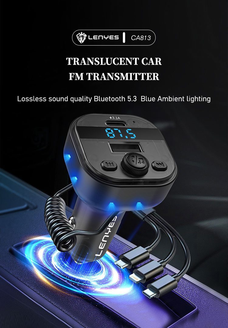Transmisor FM de Coche Lenyes CA813 Bluetooth 5.3 vista 1